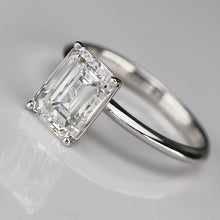 Load image into Gallery viewer, 3ct emerald cut lab grown solitaire diamond ring in 14k white gold