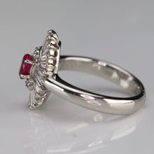 Load image into Gallery viewer, Estate ruby and diamond ballerina style ring in platinum