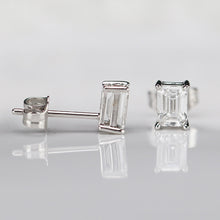 Load image into Gallery viewer, 1ctw emerald cut Lab Grown Diamond studs in 14k white gold