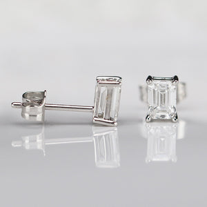 1ctw emerald cut Lab Grown Diamond studs in 14k white gold