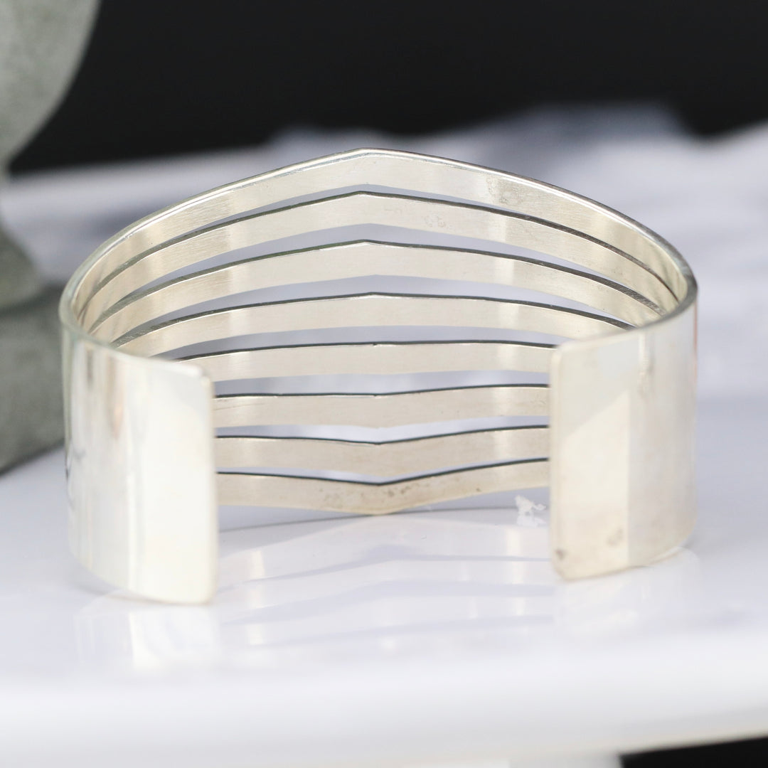 Sterling silver wide bangle