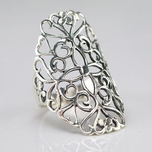 Large sterling silver filigree ring