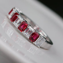 Load image into Gallery viewer, MANOR ROYAL: The Sarah - Lab grown ruby and diamond ring in 14k white gold