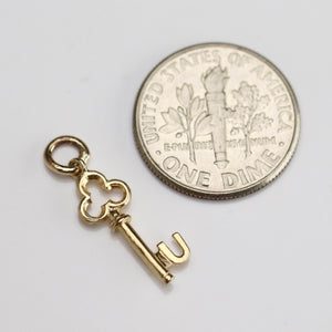 Vintage Initial U key charm in yellow gold