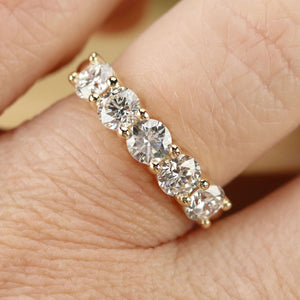 Lab grown 1.875ctw 5 stone diamond band ring in 14k yellow gold