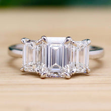 Load image into Gallery viewer, MANOR ROYAL:  The Charlotte - 3 stone 3.03ctw lab grown emerald cut diamond ring in platinum