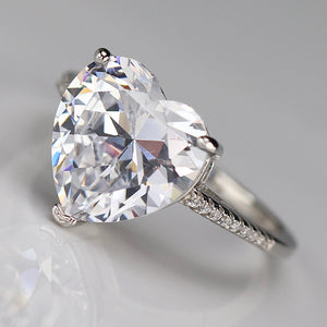 Sterling silver large heart CZ ring