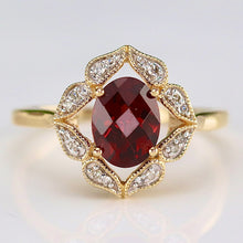 Load image into Gallery viewer, SALE!!  Garnet and diamond ring in 14k yellow gold