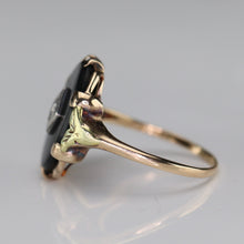 Load image into Gallery viewer, Vintage oval onyx and diamond ring in yellow gold