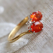 Load image into Gallery viewer, Estate fire opal and diamond ring in 18k yellow gold