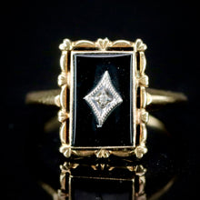 Load image into Gallery viewer, Vintage onyx and diamond ring in yellow gold