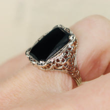 Load image into Gallery viewer, Find the perfect vintage onyx ring for any occasion on our website. Our antique onyx rings are hand selected for quality and desirability,