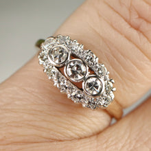 Load image into Gallery viewer, Vintage princess style single cut diamond ring in 14k yellow and white gold