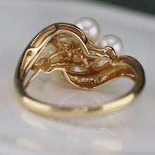 Load image into Gallery viewer, Vintage pearl and diamond ring in yellow gold