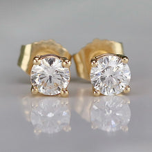 Load image into Gallery viewer, Dainty Lab grown approx .50ctw G-H/SI Diamond studs in 14k yellow gold