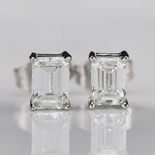 Load image into Gallery viewer, 1ctw emerald cut Lab Grown Diamond studs in 14k white gold