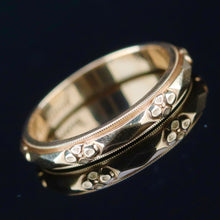 Load image into Gallery viewer, Vintage gold band ring with orange blossom pattern by Art Carved from Manor Jewels.