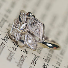 Load image into Gallery viewer, Vintage ring with diamonds in 14k white gold