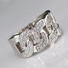 Load image into Gallery viewer, Sterling silver CZ studded chain style ring