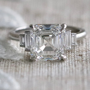 MANOR ROYAL: The Catherine - 4.40ct Asscher cut lab grown diamond ring in platinum