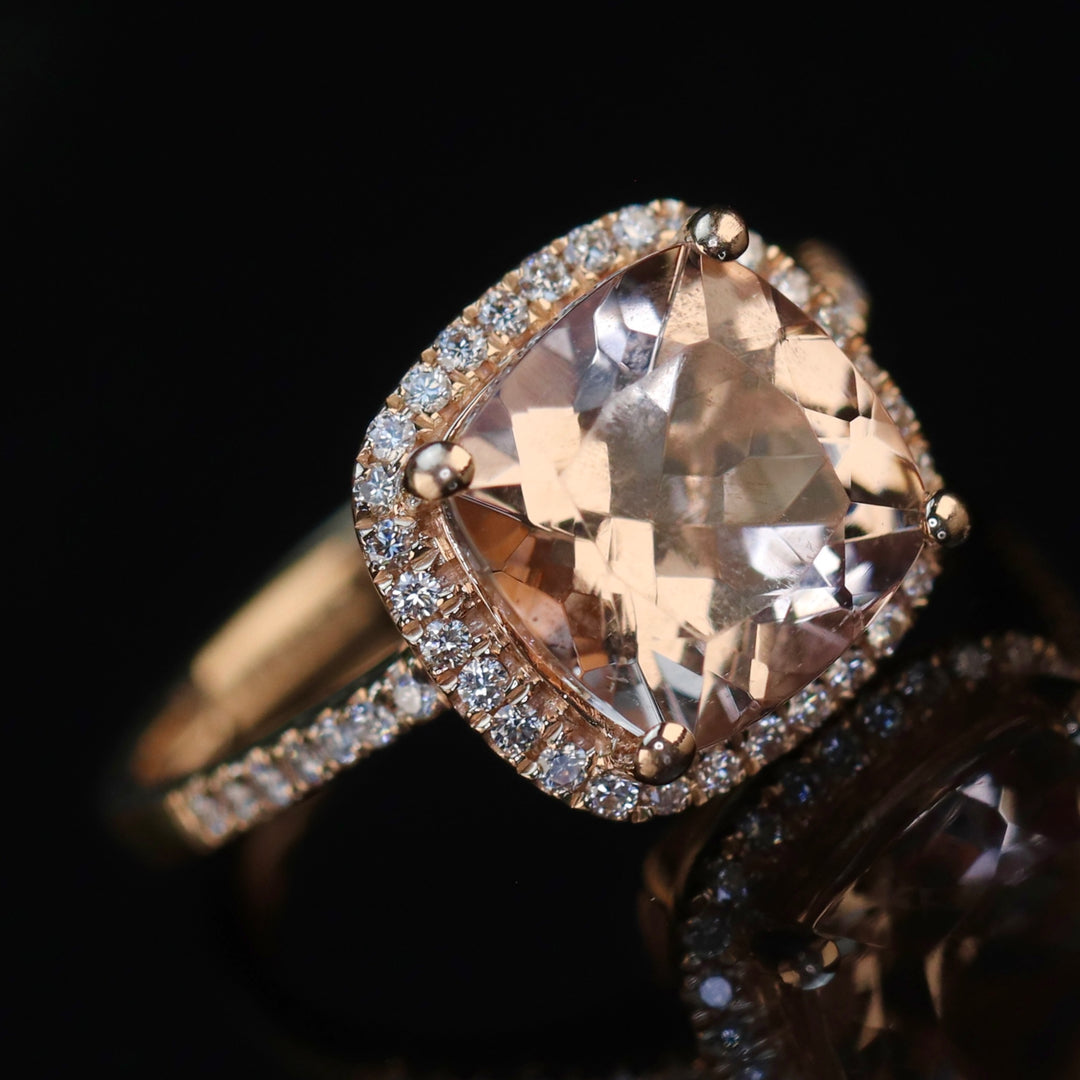 RESERVED FOR J:  PAYMENT 1: 50% OFF CLEARANCE!  3.02ct Morganite and diamond ring in 18k rose gold