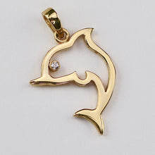 Load image into Gallery viewer, Diamond dolphin charm/pendant in 14k yellow gold