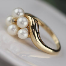 Load image into Gallery viewer, Vintage pearl and diamond ring in yellow gold