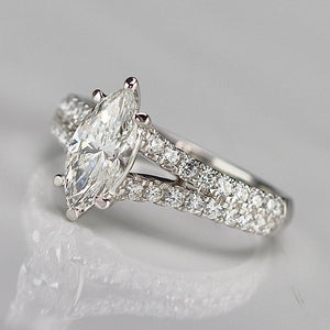 Vera Wang Designer Lab Grown Marquise diamond ring in 14k white gold