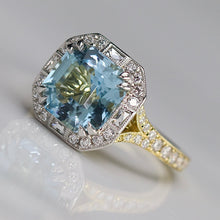 Load image into Gallery viewer, 18k/platinum Aquamarine and diamond ring by David Klass