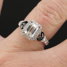 Load image into Gallery viewer, Vera Wang Designer Lab Grown emerald cut diamond ring in 14k white gold