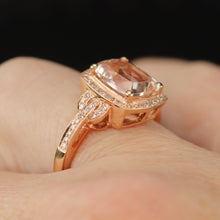 Load image into Gallery viewer, SPECIAL: Morganite and diamond ring in 14k rose gold by Effy