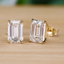 Load image into Gallery viewer, SPECIAL PRICING!  Lab grown 4ctw G/VS emerald cut Diamond studs in 18k yellow gold