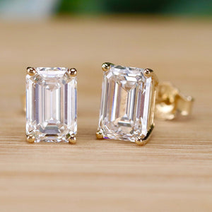 SPECIAL PRICING!  Lab grown 4ctw G/VS emerald cut Diamond studs in 18k yellow gold