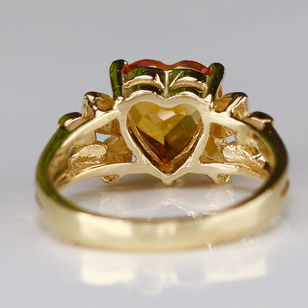 Citrine heart ring in 14k yellow gold