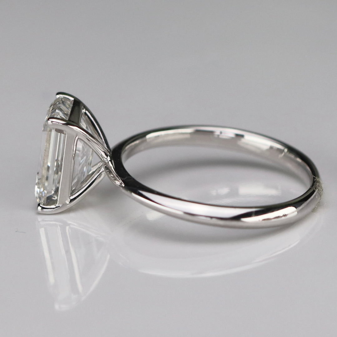 SPECIAL: 3ct emerald cut lab grown solitaire diamond ring in 14k white gold