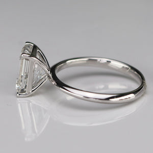 3ct emerald cut lab grown solitaire diamond ring in 14k white gold