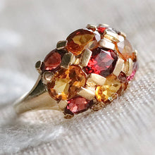 Load image into Gallery viewer, Vintage Citrine and garnet ring in yellow gold