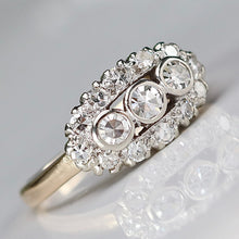 Load image into Gallery viewer, Vintage princess style single cut diamond ring in 14k yellow and white gold