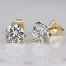 Load image into Gallery viewer, Lab grown 2.13ctw Diamond studs in 14k yellow gold