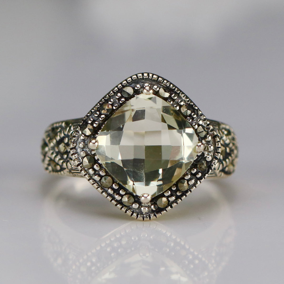 Sterling silver & marcasite lemon Quartz ring