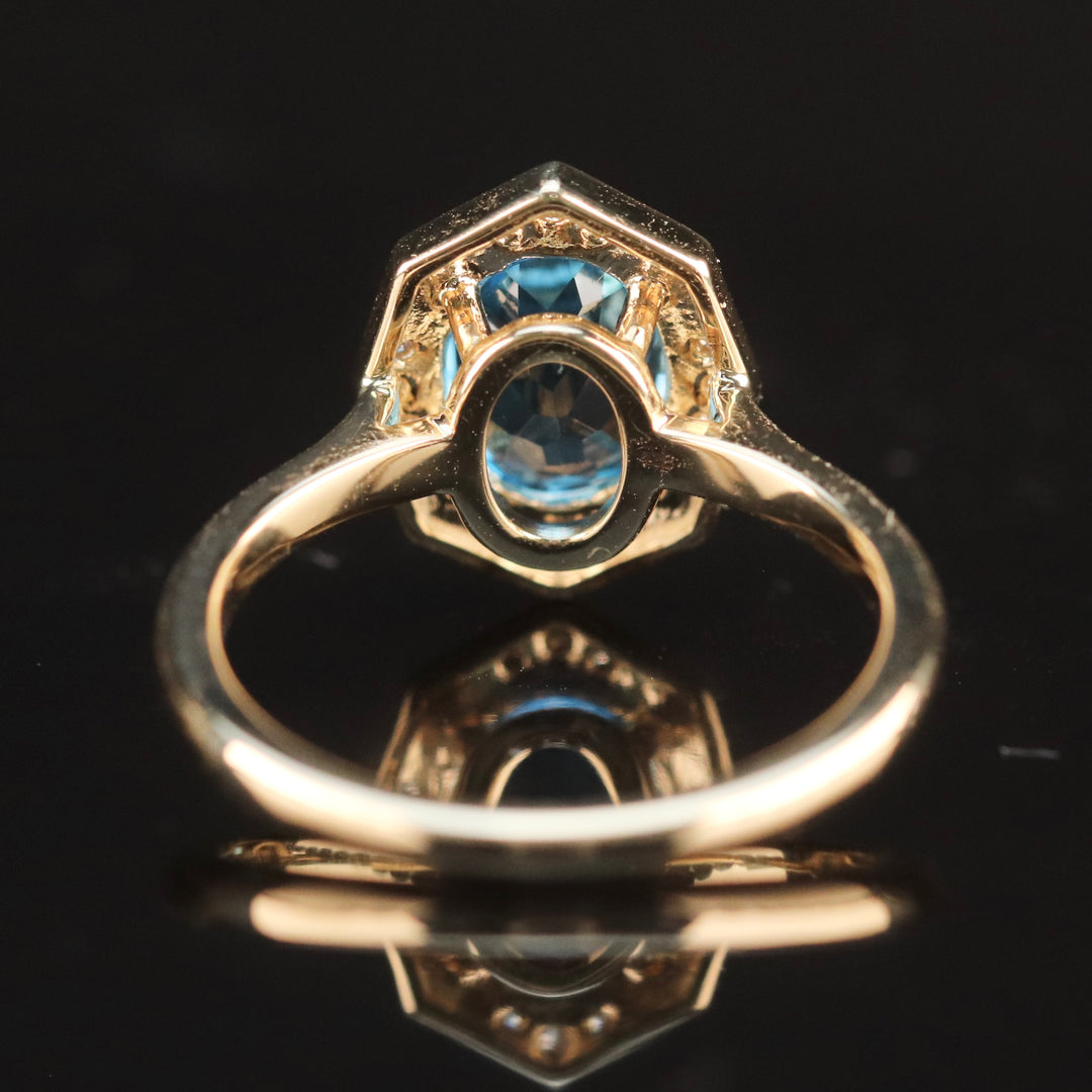 RESERVED FOR DI:  PAYMENT 1 OF 5: SALE!!  Blue topaz and diamond ring in 14k yellow gold