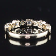 Load image into Gallery viewer, SALE!!  Emerald cut and round Diamond band in 14k yellow gold