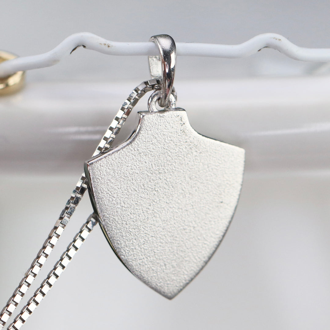 Bee shield necklaces in your choice of 14k yellow or white gold