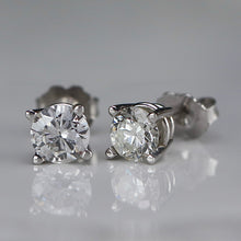 Load image into Gallery viewer, Earth mined 1.30ctw vintage diamond studs in 14k white gold