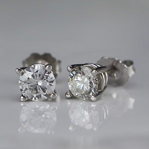 Earth mined 1.30ctw vintage diamond studs in 14k white gold