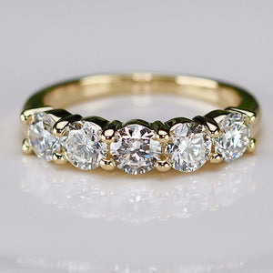 Lab grown 1.645ctw 5 stone diamond band ring in 14k yellow gold