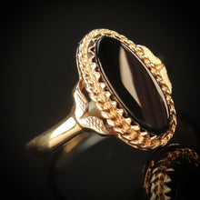 Load image into Gallery viewer, Oval black onyx vintage gold ring in yellow  gold by Manor Jewels