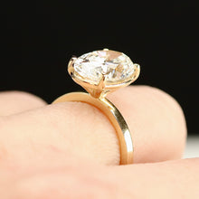 Load image into Gallery viewer, 5.05ct H/VS1 oval cut lab grown solitaire diamond ring in 14k yellow gold