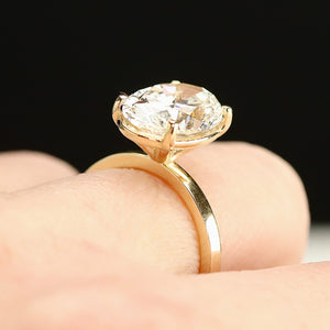 5.05ct H/VS1 oval cut lab grown solitaire diamond ring in 14k yellow gold