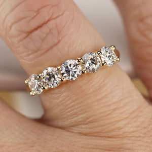 Lab grown 1.645ctw 5 stone diamond band ring in 14k yellow gold